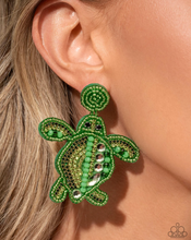 Load image into Gallery viewer, Paparazzi “Turtle Tapestry” Green Post Earrings - Paparazzi Accessories