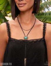 Load image into Gallery viewer, Paparazzi “Courting Cowboy” Gold Bolo Necklace Earring Set - Paparazzi Accessories