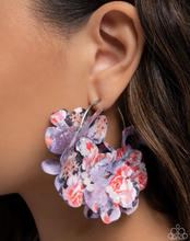 Load image into Gallery viewer, Paparazzi “Whimsical Walk” Purple Floral Hoop Earring - Paparazzi Accessories