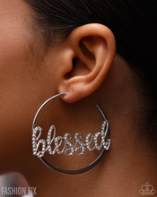 Load image into Gallery viewer, Paparazzi “Positive Mantra” White Hoop Earrings - Paparazzi Accessories
