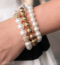 Load image into Gallery viewer, Paparazzi “Commanding the Court” Gold Stretch Bracelet Set - Paparazzi Accessories
