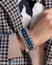 Load image into Gallery viewer, Paparazzi “Timeless Tangibility” Blue Stretch Bracelet Set - Paparazzi Accessories