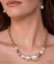 Load image into Gallery viewer, Paparazzi “Owning the Room” Gold Necklace Earring Set - Paparazzi Accessories