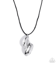 Load image into Gallery viewer, Paparazzi “Impressive Individual” Silver Twisted Pendant Black Cord Necklace Earring Set - Paparazzi Accessories