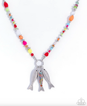 Load image into Gallery viewer, Paparazzi “Coastal Caprice” Multi Bead Sardine Silver Fish Short Necklace Earring Set - Paparazzi Accessories