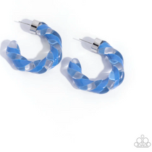 Load image into Gallery viewer, Paparazzi “Coiled Cameo” Blue Clear Acrylic Hoop Earrings - Paparazzi Accessories