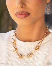 Load image into Gallery viewer, Paparazzi “Powerful Personality” Gold Necklace Earring Set - Paparazzi Accessories