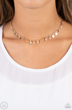 Load image into Gallery viewer, Paparazzi “Champagne Catwalk” Gold Choker Necklace Earring Set -Paparazzi Accessories