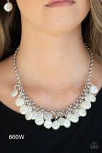 Load image into Gallery viewer, “Vintage Vault” BEACHFRONT and Center” White Necklace Earring Set - Paparazzi Accessories