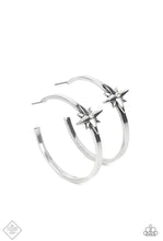Load image into Gallery viewer, Paparazzi “Lone Star Shimmer” Fashion Fix April 2022 White Hoop Earrings - Paparazzi Accessories