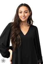 Load image into Gallery viewer, Paparazzi “GLITZY By Association” Black Hoop Earrings - Paparazzi Accessories