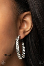 Load image into Gallery viewer, Paparazzi “Glitzy By Association” Gunmetal Hoops - Paparazzi Accessories