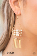 Load image into Gallery viewer, Paparazzi "Tribal Tapestry" Gold Dangle Earrings - Paparazzi Accessories