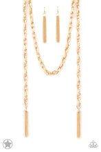 Load image into Gallery viewer, Paparazzi “SCARFed for Attention” Gold Necklace Earring Set
