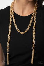 Load image into Gallery viewer, Paparazzi “SCARFed for Attention” Gold Necklace Earring Set
