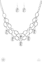 Load image into Gallery viewer, Paparazzi "Show-Stopping Shimmer" White  Necklace Earring Set - Paparazzi Accessories