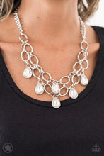 Load image into Gallery viewer, Paparazzi "Show-Stopping Shimmer" White  Necklace Earring Set - Paparazzi Accessories