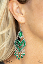 Load image into Gallery viewer, “Dearly Debonair” Green Dangle Earrings - Paparazzi Accessories