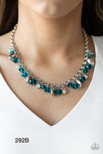 Load image into Gallery viewer, Paparazzi “Downstage Dazzle” Blue Necklace Earring Set