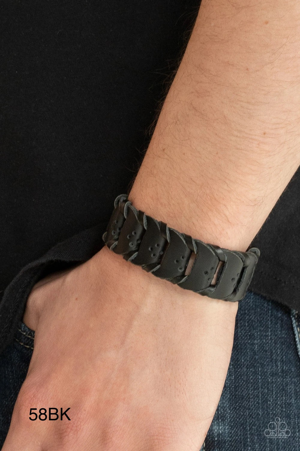 Paparazzi “Knocked for a Loop” Black Leather Bracelet
