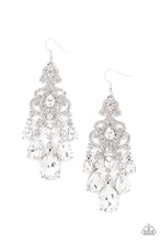 Load image into Gallery viewer, EMP Exclusive “Queen Of All Things Sparkly" White Dangle Earrings - Paparazzi Accessories