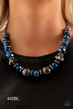 Load image into Gallery viewer, Paparazzi - Life of the Party Exclusive “Interstellar Influencer” Blue Necklace Earring Set - Paparazzi Accessories