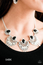 Load image into Gallery viewer, Paparazzi “Miss YOU-niverse” Black Necklace Earring Set - CindysBlingBoutique