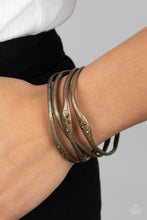 Load image into Gallery viewer, Paparazzi “Line It Up” Brass Cuff Bracelet - Cindysblingboutique
