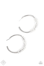 Load image into Gallery viewer, Paparazzi “Bubble-Bursting Bling” White Hoop Earrings - Paparazzi Accessories