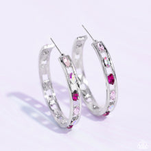 Load image into Gallery viewer, Paparazzi “Life of the Party” The Gem Fairy” Pink Hoop Earrings - Paparazzi Accessories