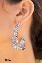 Load image into Gallery viewer, Paparazzi Life of the Party "Cold as Ice" White Hoop Earrings - Paparazzi Accessories