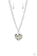 Load image into Gallery viewer, Paparazzi “Online Dating” Green Necklace Earring Set - Paparazzi Accessories