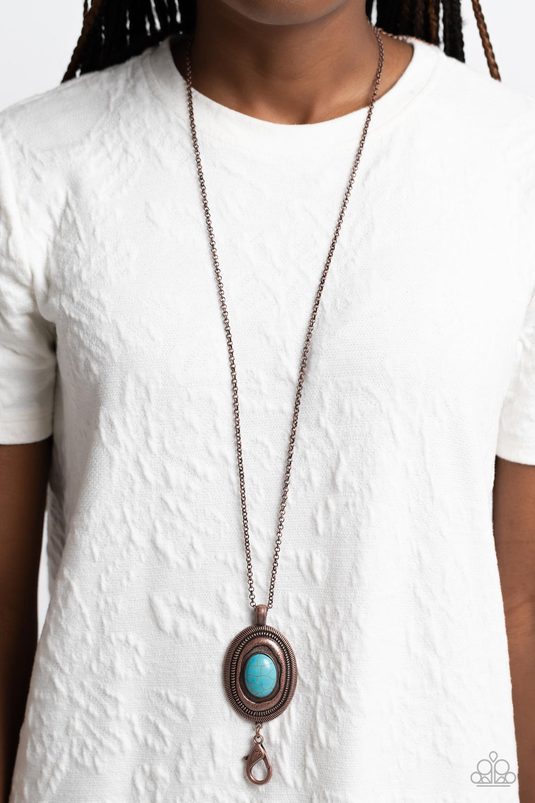 Paparazzi “Sierra Sage” Copper Necklace Lanyard Earring Set