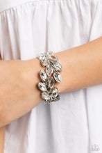 Load image into Gallery viewer, Paparazzi “Luminous Laurels” White Hinge Bracelet - Paparazzi Accessories