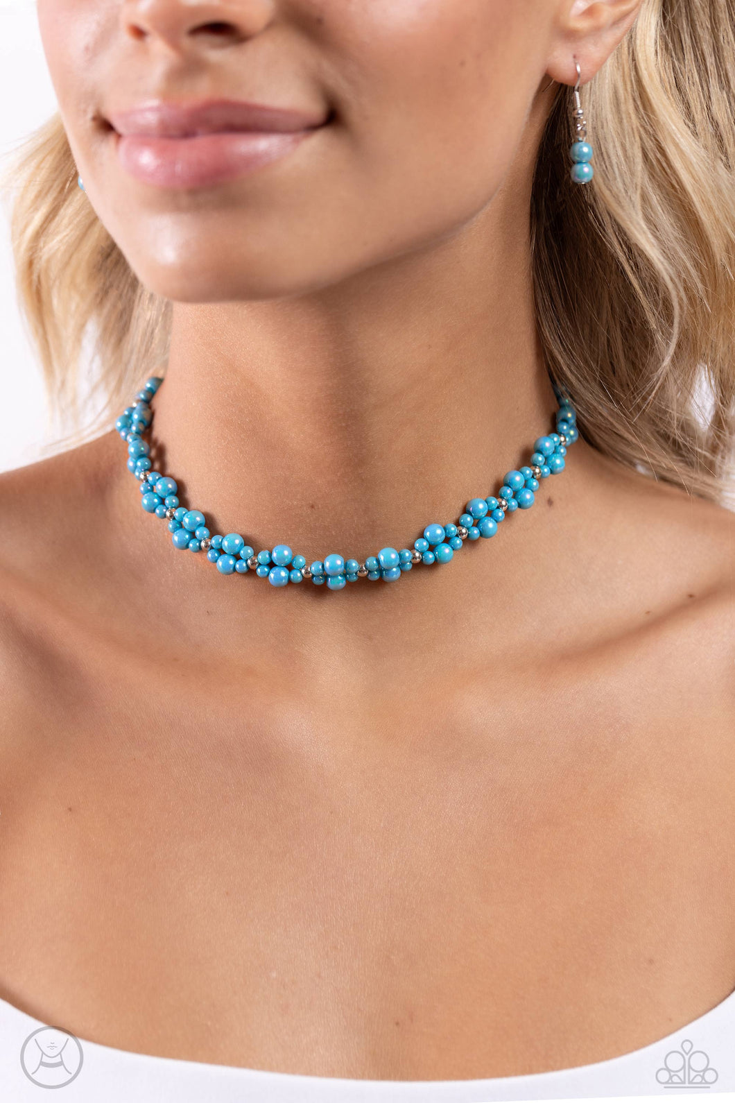 Paparazzi “Dreamy Duchess” Blue Choker Necklace Earring Set