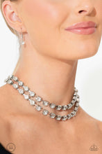 Load image into Gallery viewer, Paparazzi “Glistening Gallery” We White Choker Necklace Earring Set - Paparazzi Accessories