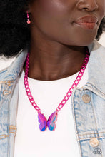 Load image into Gallery viewer, Paparazzi “Fascinating Flyer” Pink Necklace Earring Set - Paparazzi Accessories