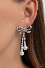 Load image into Gallery viewer, Paparazzi “Bodacious Bow” White Post Earrings - Paparazzi Accessories
