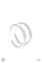 Load image into Gallery viewer, Paparazzi “GLITZY By Association” White Hoop Earrings - Paparazzi Accessories