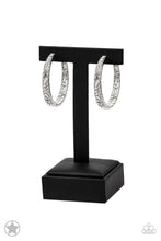 Load image into Gallery viewer, Paparazzi “GLITZY By Association” White Hoop Earrings - Paparazzi Accessories