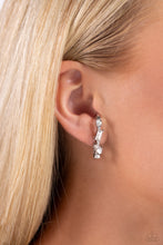 Load image into Gallery viewer, Paparazzi “Sliding Shimmer” White Post Earrings - Paparazzi Accessories