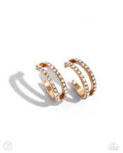Load image into Gallery viewer, Paparazzi “Monochromatic Mystique” Gold Cuff Earrings

