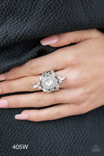 Load image into Gallery viewer, “Mega Stardom” White Stretch Ring - Paparazzi