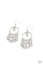 Load image into Gallery viewer, Paparazzi “Cosmic Chandeliers” White Dangle Earrings - Paparazzi Accessories