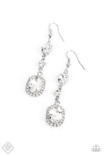Load image into Gallery viewer, “Glass Slipper Sparkle” White Dangle Earrings - Paparazzi Accessories