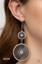 Load image into Gallery viewer, Paparazzi “Bring Down the WHEELHOUSE” White Dangle Earrings - Paparazzi Accessories