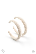 Load image into Gallery viewer, Paparazzi “TWINE and Dine” White Hoop Earrings - Paparazzi Accessories
