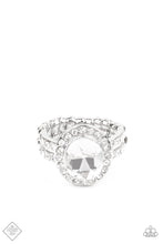 Load image into Gallery viewer, Paparazzi “Unstoppable Sparkle” White Rhinestone Silver Stretch Ring - Paparazzi Accessories