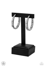 Load image into Gallery viewer, Paparazzi “Glitzy By Association” Gunmetal Hoops - Paparazzi Accessories