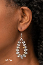 Load image into Gallery viewer, Paparazzi “Bring Down the WHEELHOUSE” White Dangle Earrings - Paparazzi Accessories